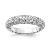 Sterling Silver Pav‚ Rhodium-plated 113 Stone CZ Ring